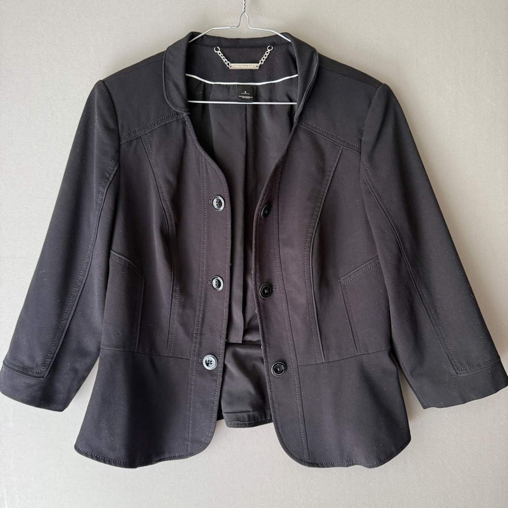 White House Black Market Office Siren Academia Peplum Button Up Blazer 6 Black